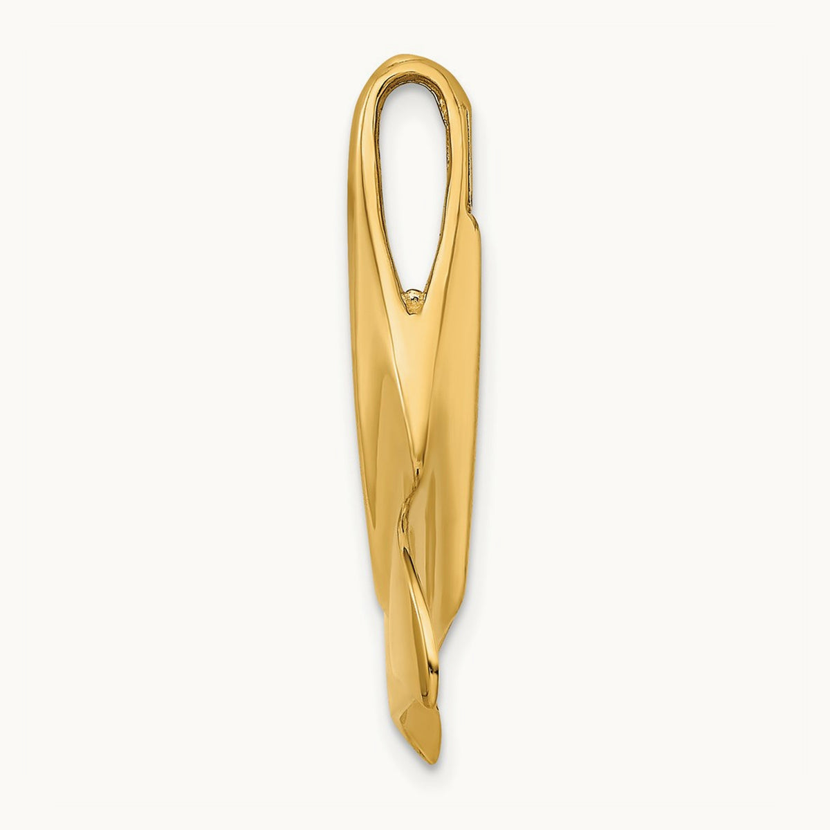 3-D Polished W/ Hidden Bail Whale Tail Charm, 14K