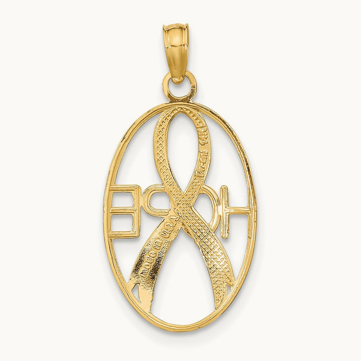 Textured HOPE with Ribbon Charm — 14K Two-Tone Gold
