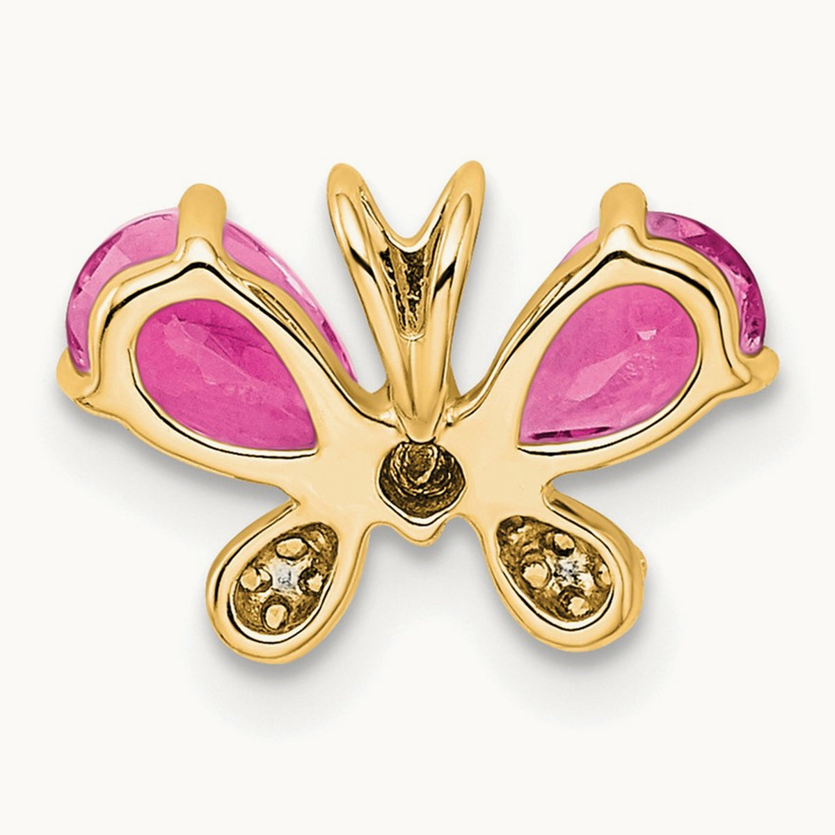 Pink Tourmaline & Diamond Butterfly Chain Slide, 14K Yellow Gold