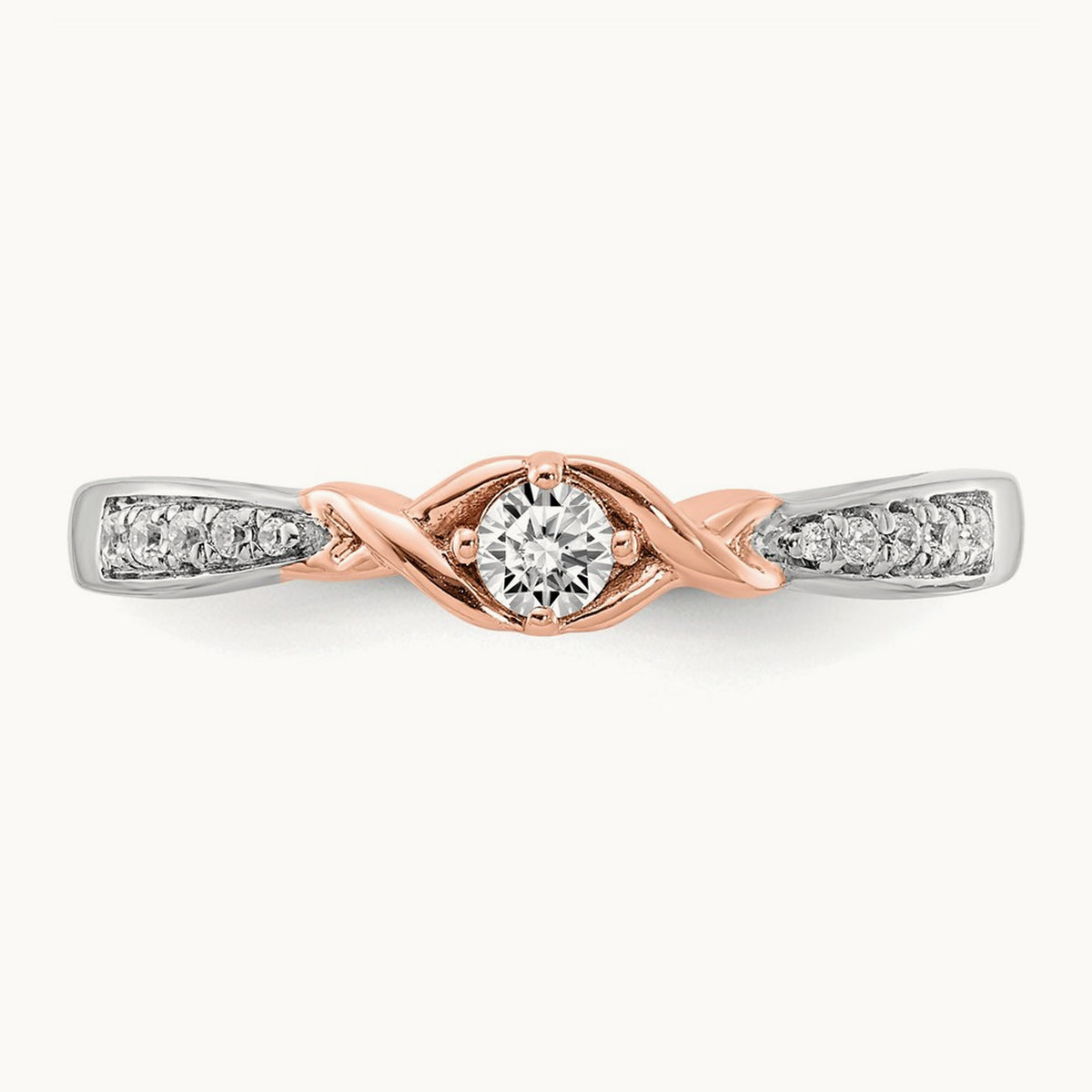 First Promise Diamond Complete Promise Ring, 14K White with Rose Gold