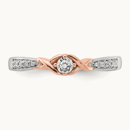 First Promise Diamond Complete Promise Ring, 14K White with Rose Gold