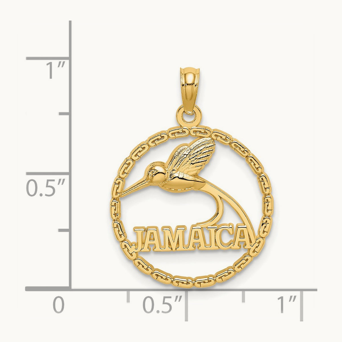JAMAICA w/ Bird in Circle Charm, 14K