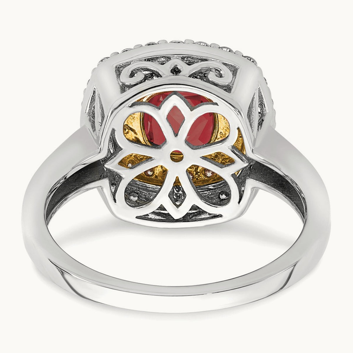 Created Ruby Ring, 0.50 ct tw Lab-Grown Diamond
