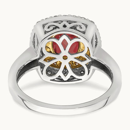 Created Ruby Ring, 0.50 ct tw Lab-Grown Diamond