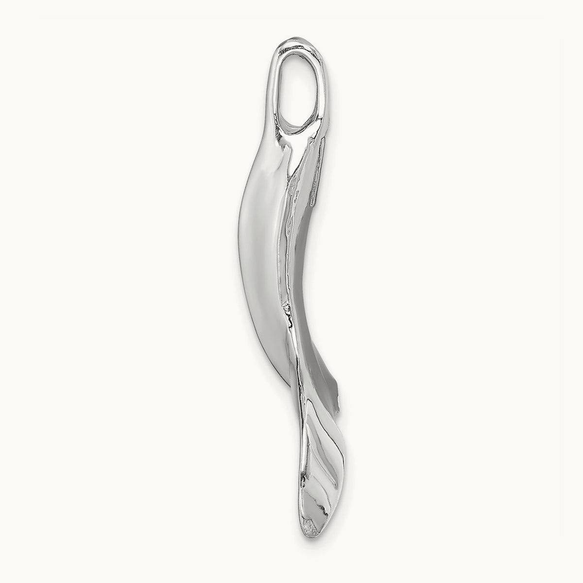 3-D Polished Whale Tail Chain Slide — 14K White Gold, 30mm