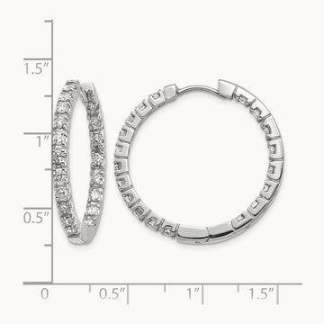 AA Diamond Hinged Hoop Earrings, 14K White Gold