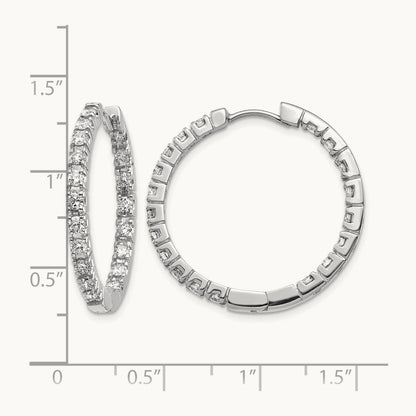 AA Diamond Hinged Hoop Earrings, 14K White Gold