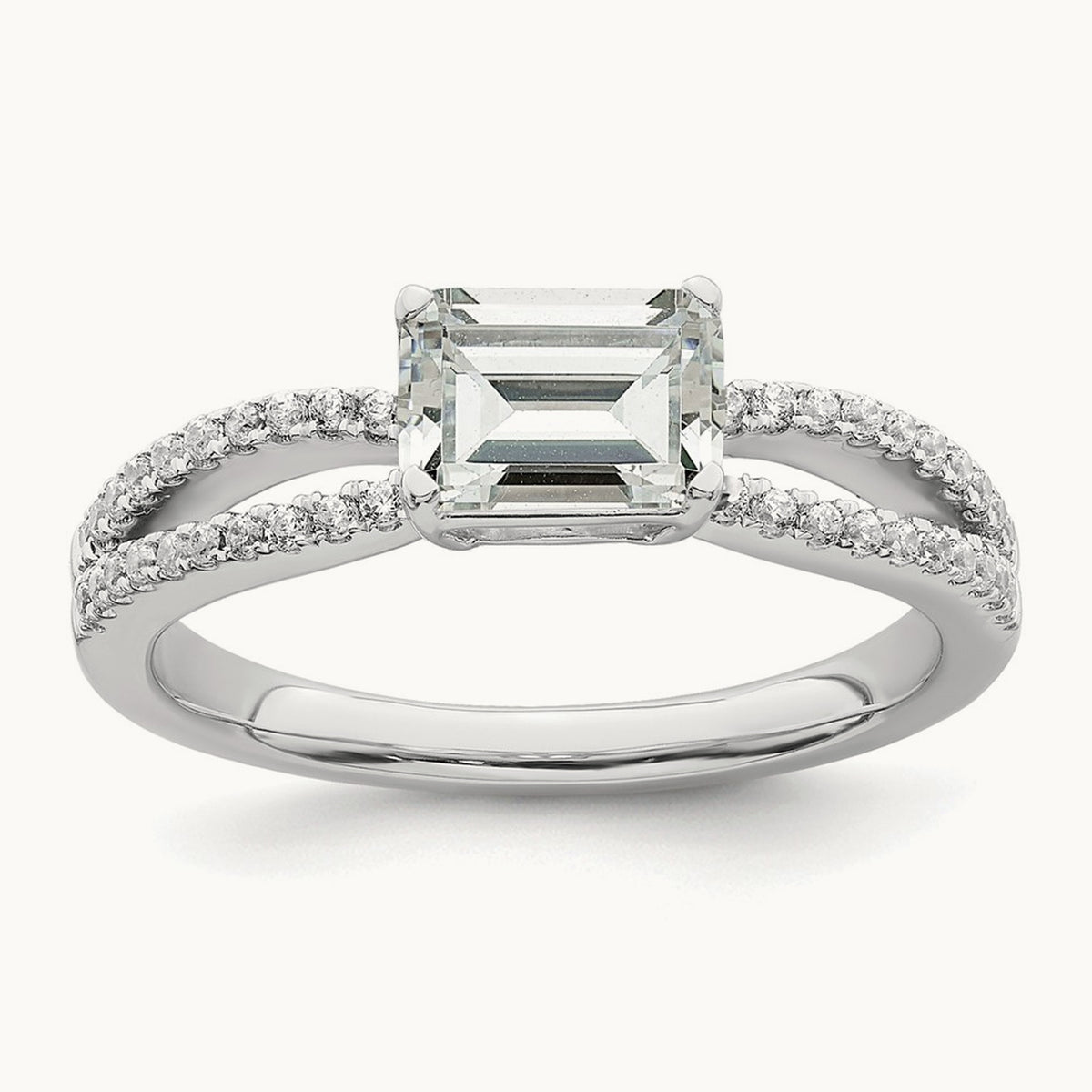 East West Emerald Semi-Mount Engagement Ring — 3/4 ct, 7
