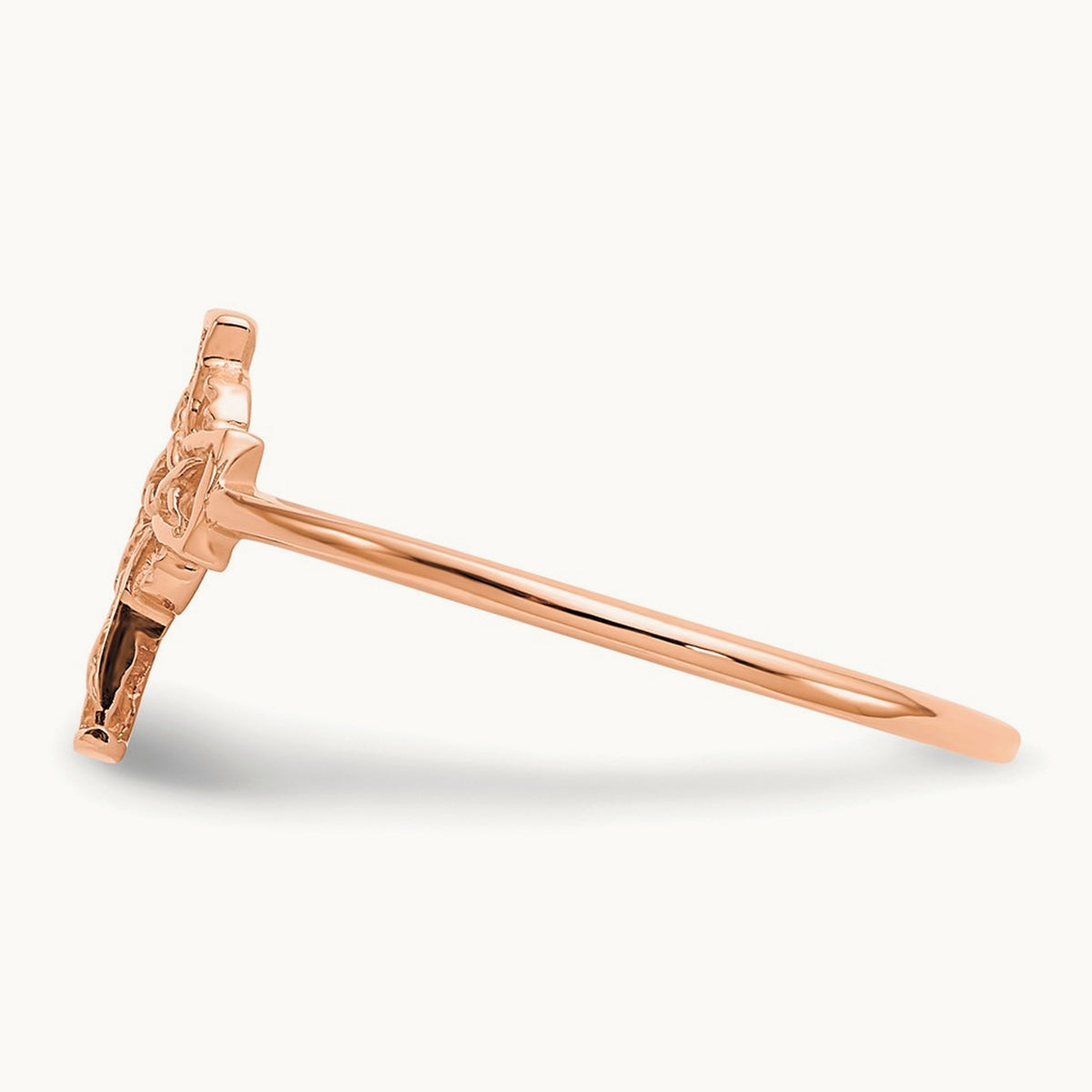 Polished Celtic Cross Ring — 14K Rose Gold
