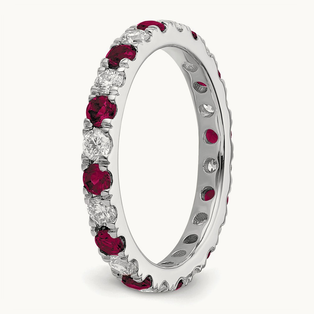 Created Ruby Eternity Band — 14K White Gold, 2.65 mm