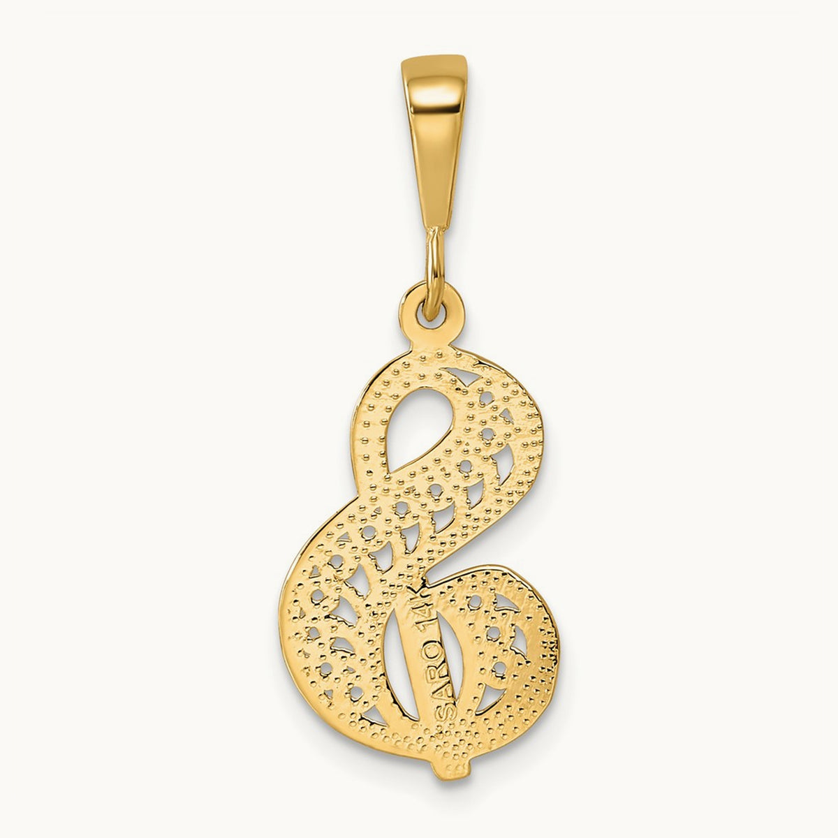 Polished Script Filigree Initial Pendant — S