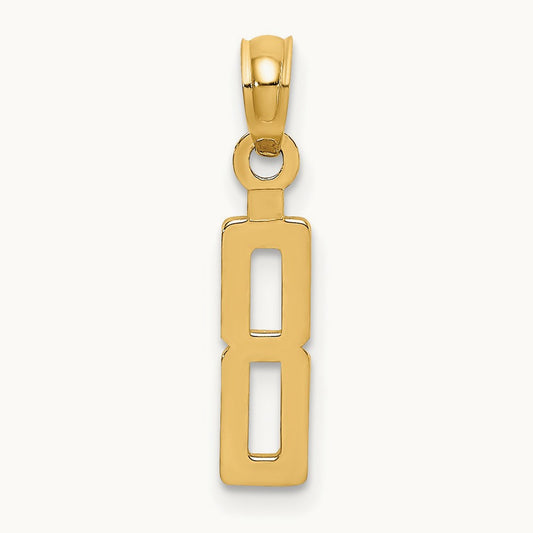 Polished Number 8 Pendant — 14K Yellow Gold