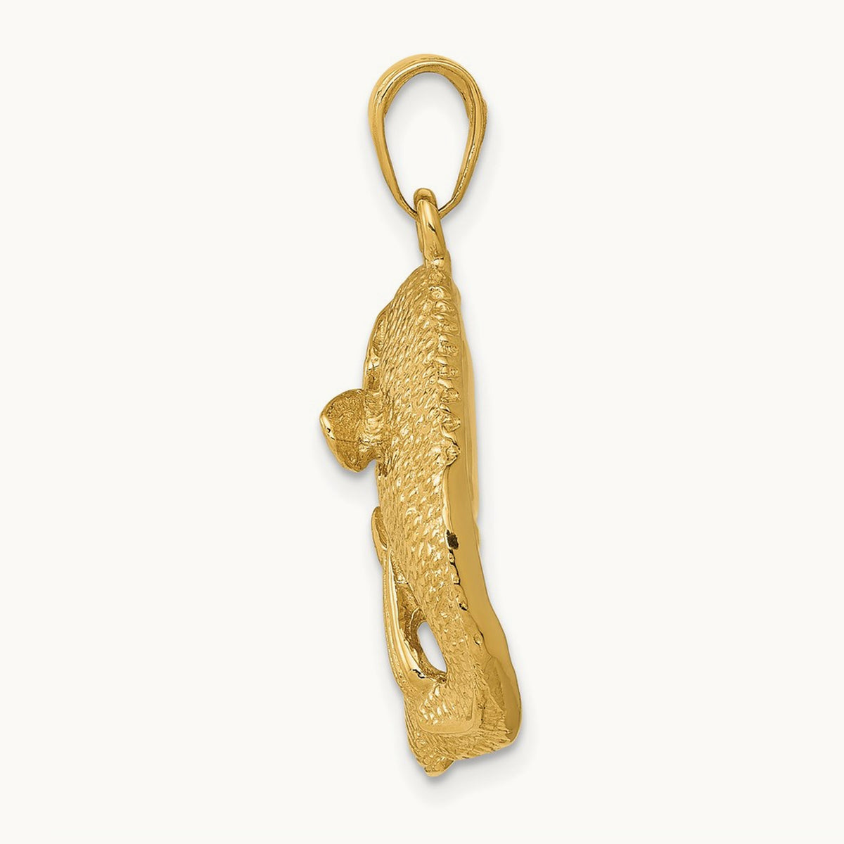 Bass Fish Jumping Pendant, 14K