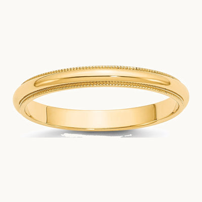 14K Yellow Gold 3mm Milgrain Half Round Wedding Band