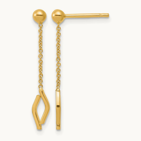 Polished Diamond-shaped Dangle Post Earrings, 14K — Leslie's