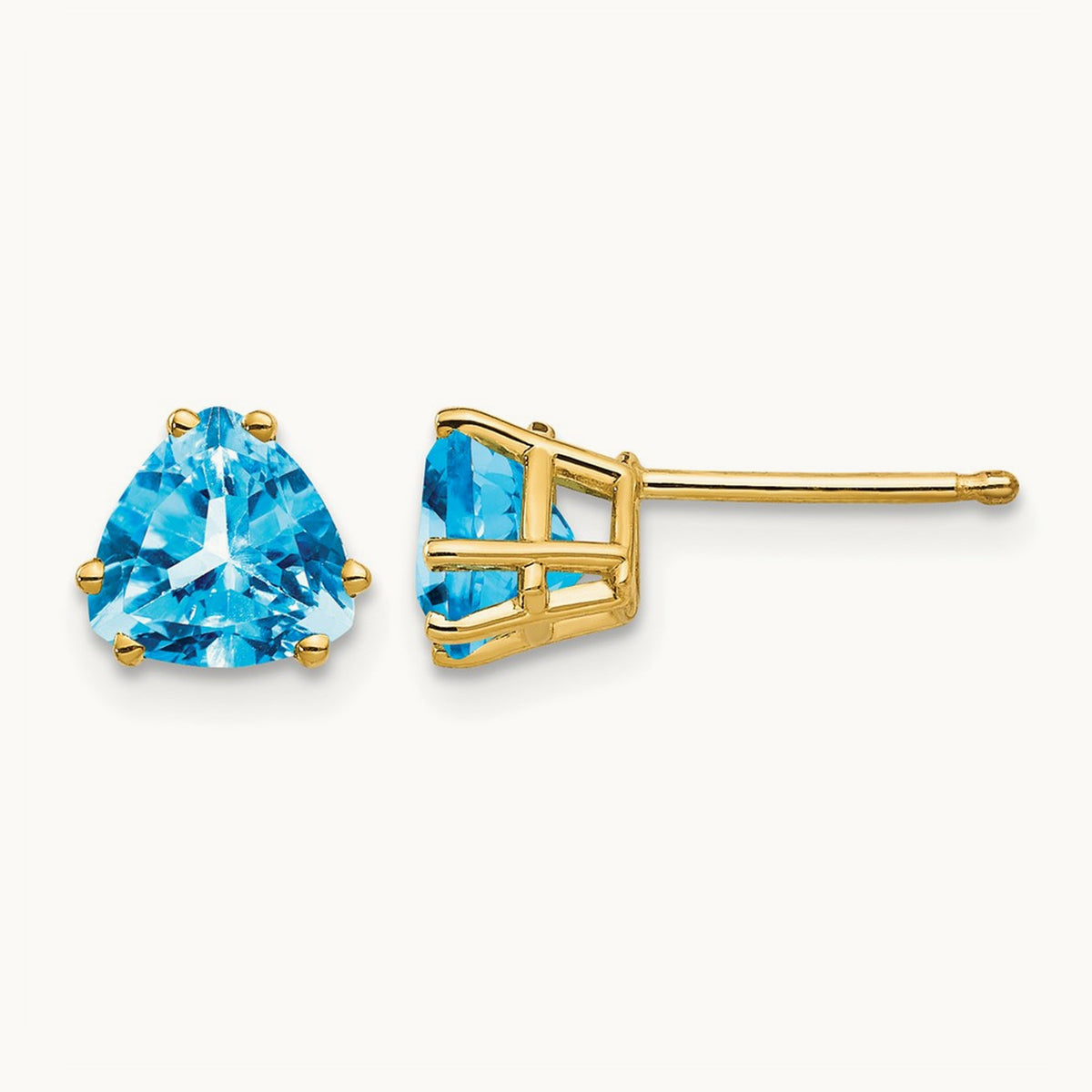 Trillion Blue Topaz Earrings, 6mm, 14K
