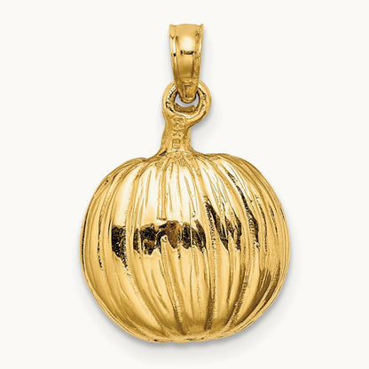 w/Rhodium 3-D Jack-o-Lantern w/Enameled Black Cat and Moon Charm, 14K