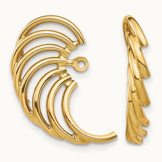 Polished Swirl Shaped Earring Jackets, 14K