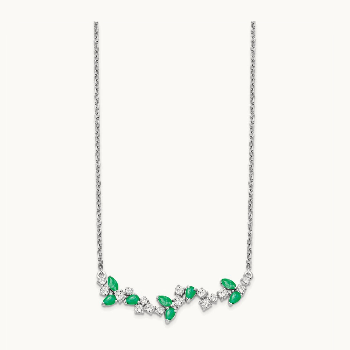Created Emerald Bar Necklace, 0.50 ct tw Lab-Grown Diamond