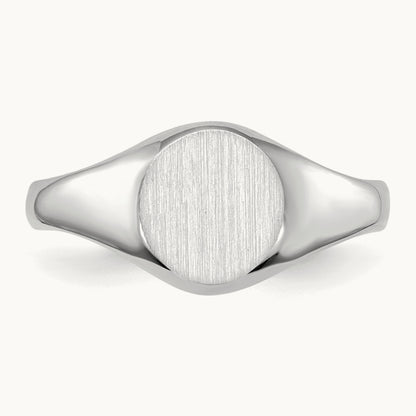 Childs Closed Back Signet Ring, 14K White Gold