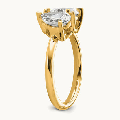 Cushion & Pear 2 Stone Engagement Ring, 2.00 ct tw Lab-Grown Diamond — 14K Yellow Gold