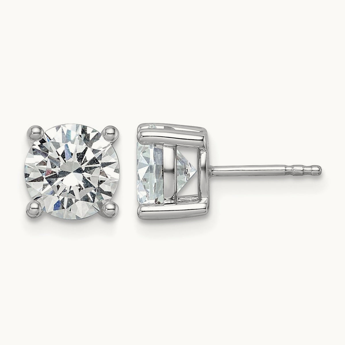 Round Lightweight Earrings, 0.25-6.00 ct tw Lab-Grown Diamond — 3 ct, 14K White Gold