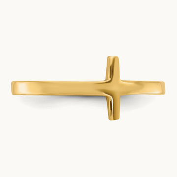 Sideways Cross Ring — 14K Yellow Gold, 7