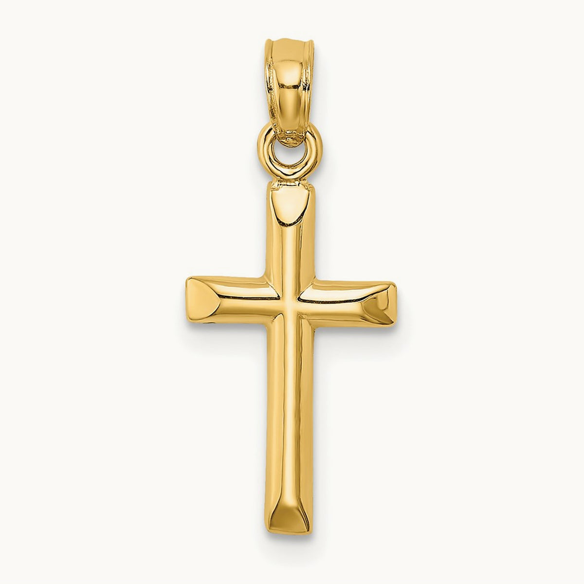 Polished Cross Charm — 14K Yellow Gold