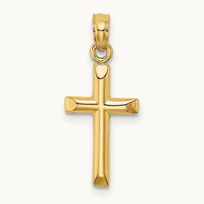 Polished Cross Charm — 14K Yellow Gold