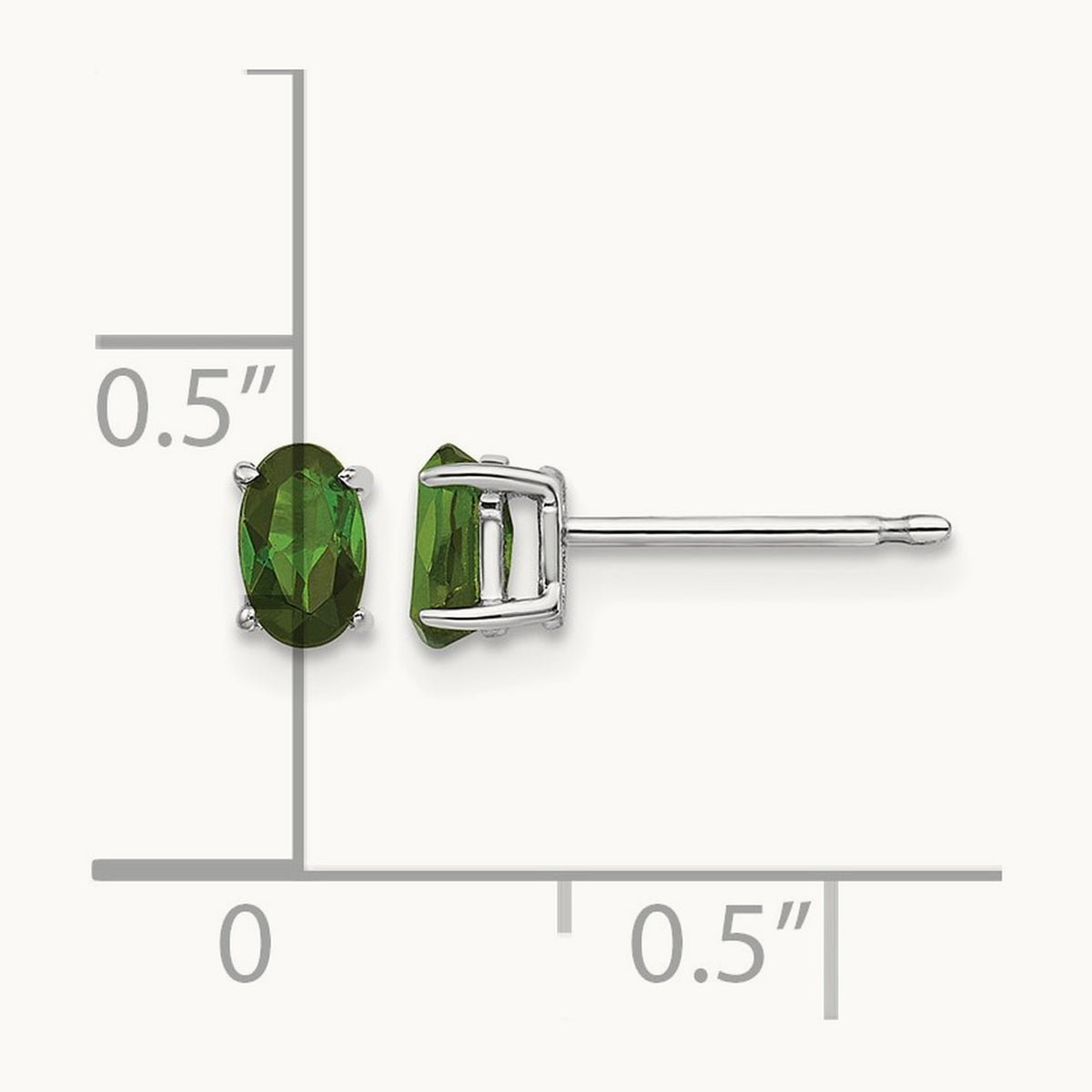 Green Tourmaline Earrings, 14K White Gold