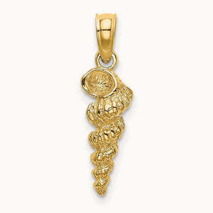 3-D Mini Common Wentletrap Shell Charm, 14K