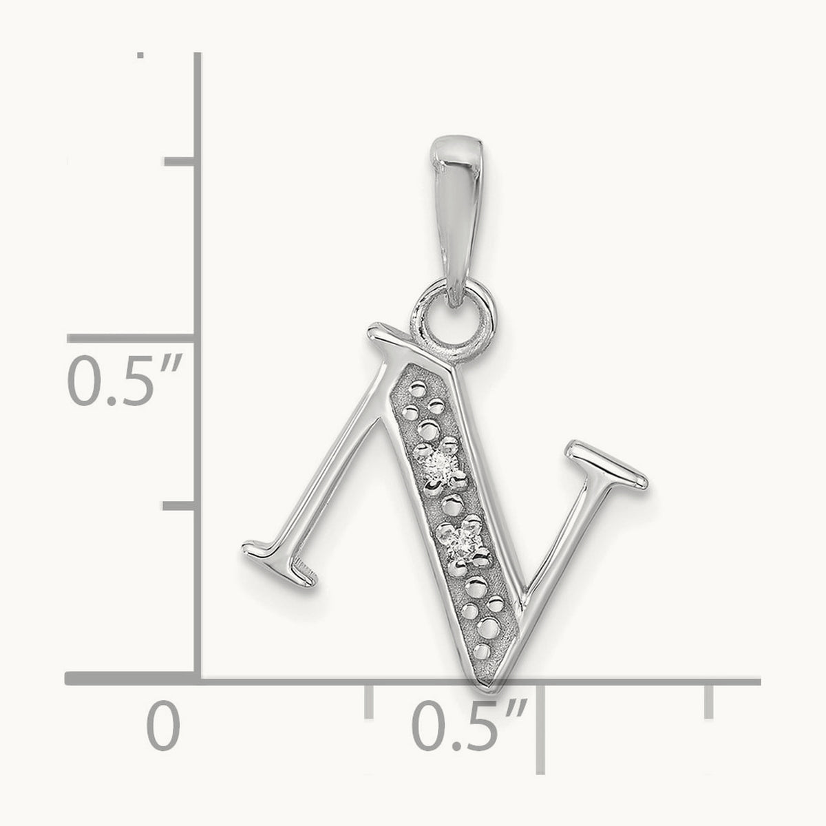 Diamond Letter N Initial Pendant, 14K White Gold