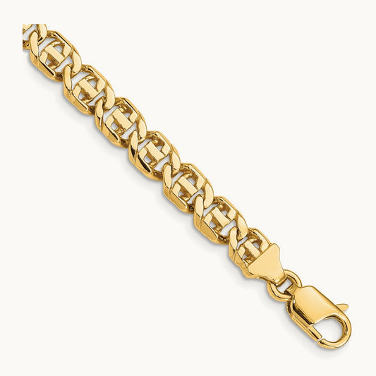Hand-Polished Fancy Link Bracelet, 6.75mm, 14K