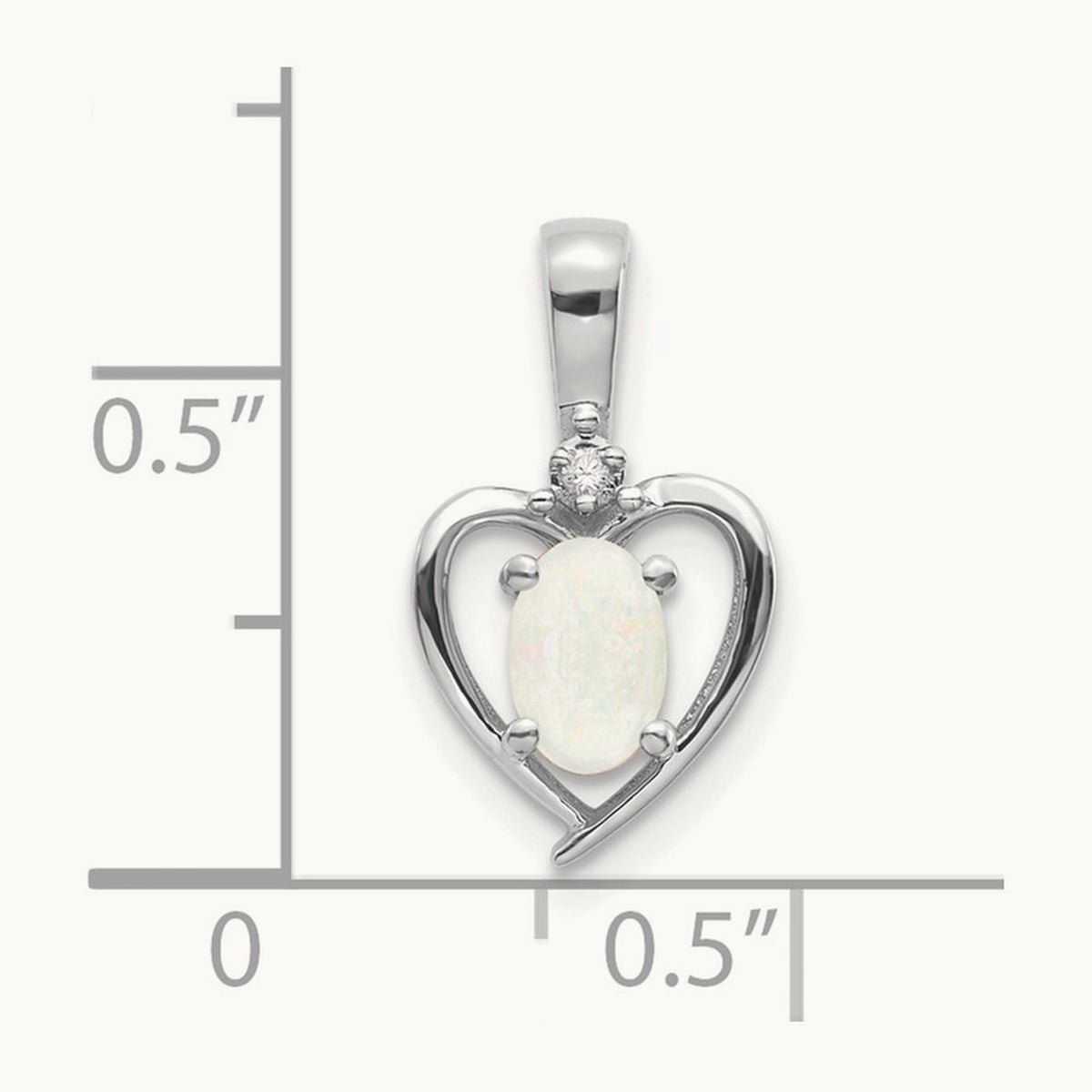 Opal and Diamond Heart Pendant — 14K White Gold