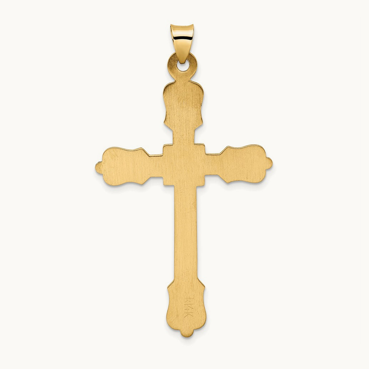 Polished Diamond Pattern Hollow Cross Pendant, 14K