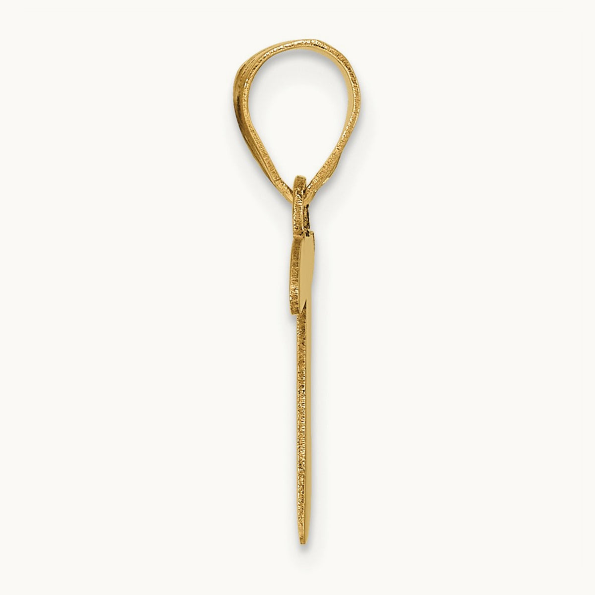 Polished Script Initial Pendant — 14K Yellow Gold, T