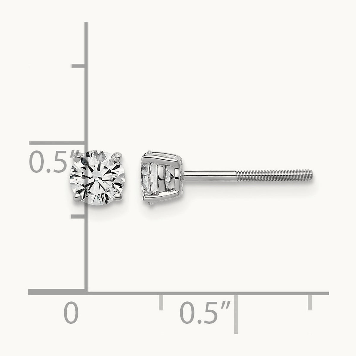 Lightweight Screwback Earrings, 0.25-4.00 ct tw Lab-Grown Diamond — 5/8 ct, 14K White Gold