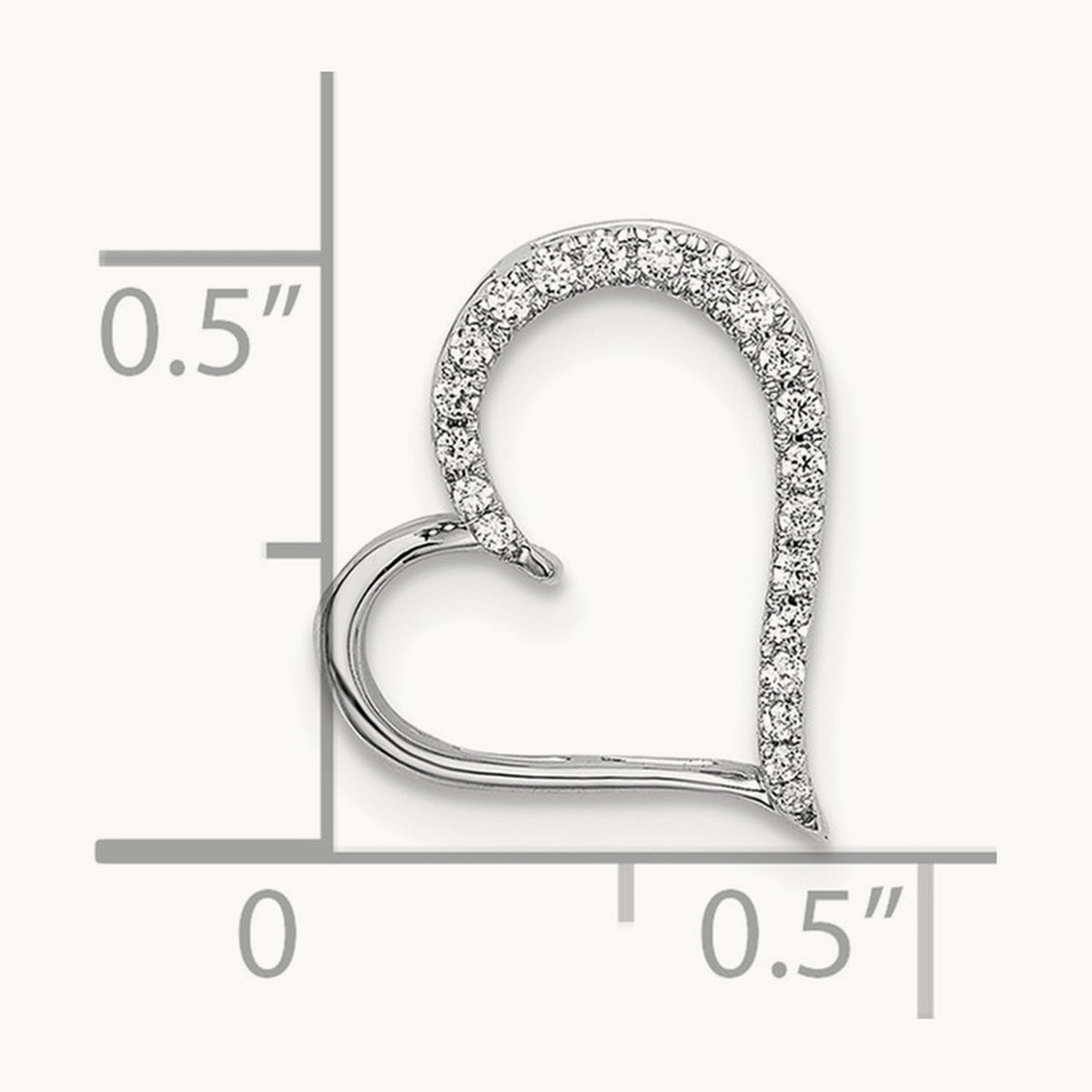 Diamond Heart Chain Slide, 14K White Gold
