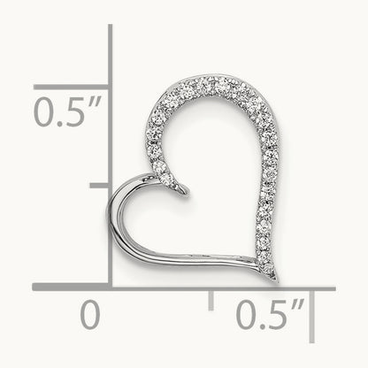 Diamond Heart Chain Slide, 14K White Gold