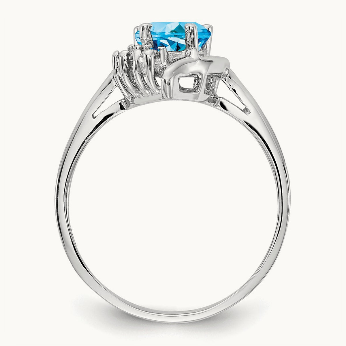 Blue Topaz Diamond ring, 14K White Gold