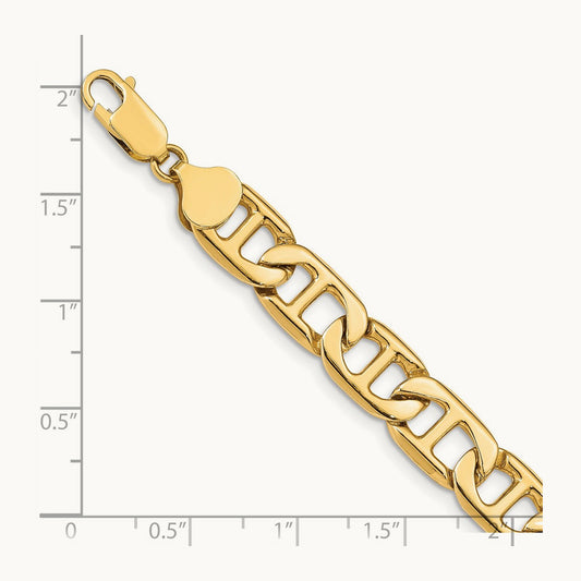 Solid Hand-Polished Anchor Link Bracelet, 8.75mm, 14K