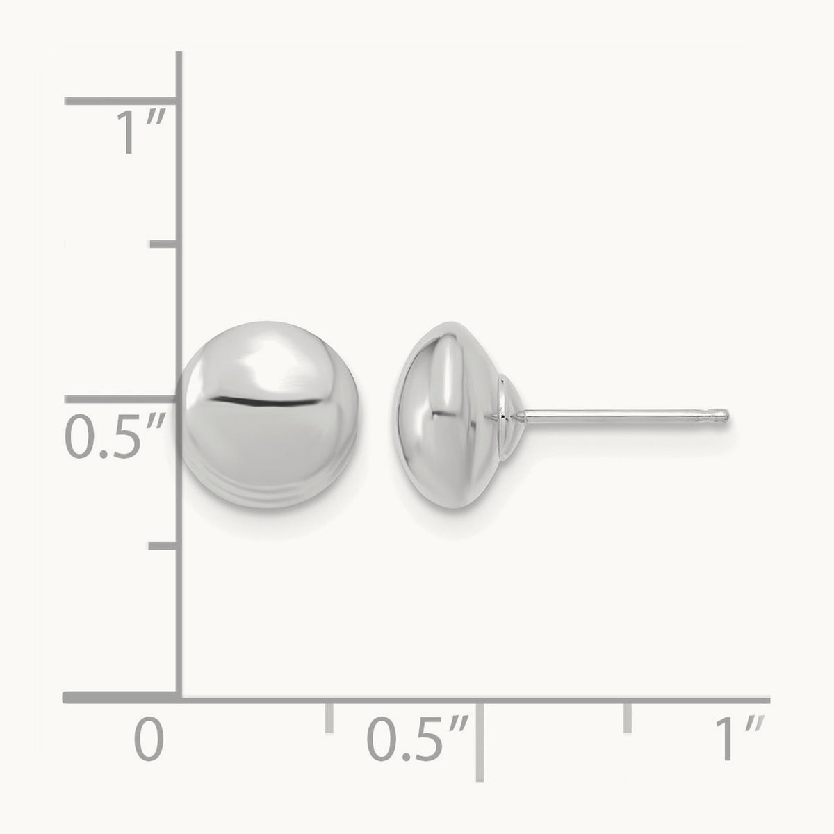 Polished Button Post Earrings — 14K White Gold, 8mm