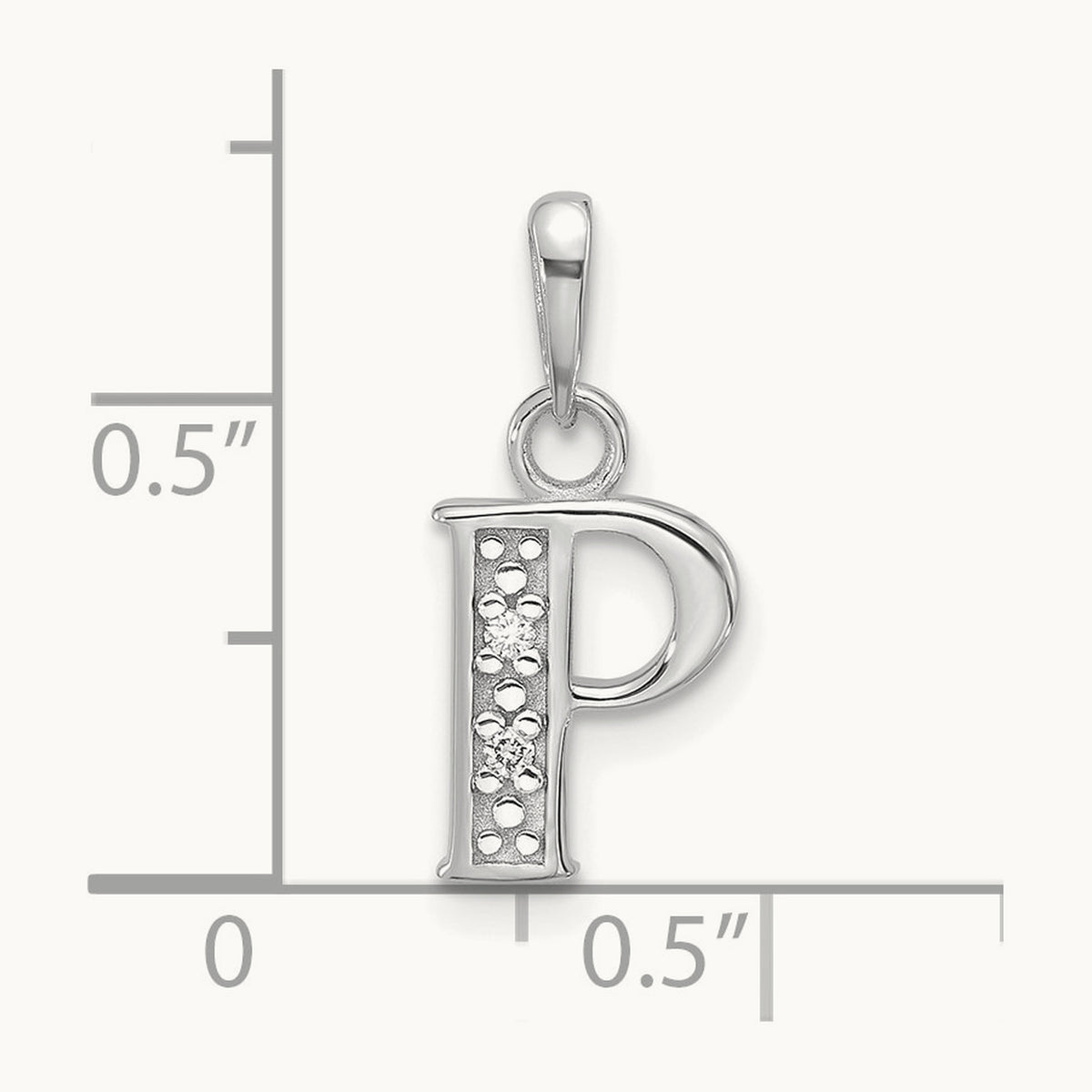 Diamond Letter P Initial Pendant, 14K White Gold