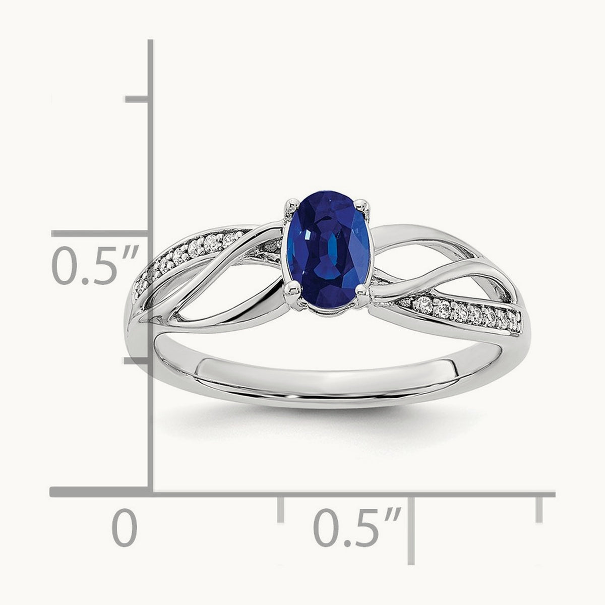 Polished Sapphire and Diamond Ring