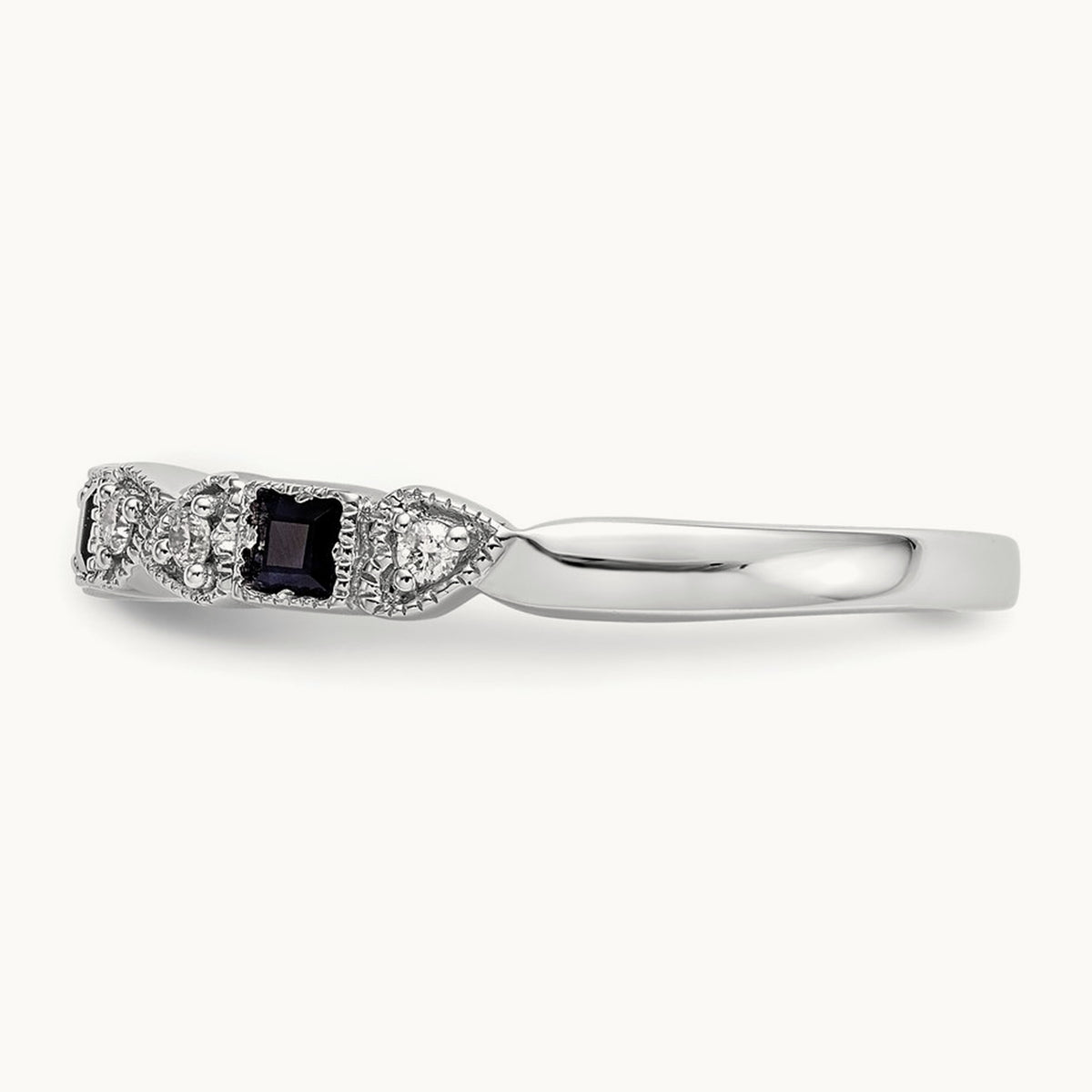 Diamond w/Sapphire Band, 14K White Gold