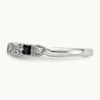 Diamond w/Sapphire Band, 14K White Gold