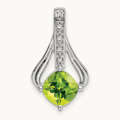 Peridot and Diamond Pendant — 14K White Gold