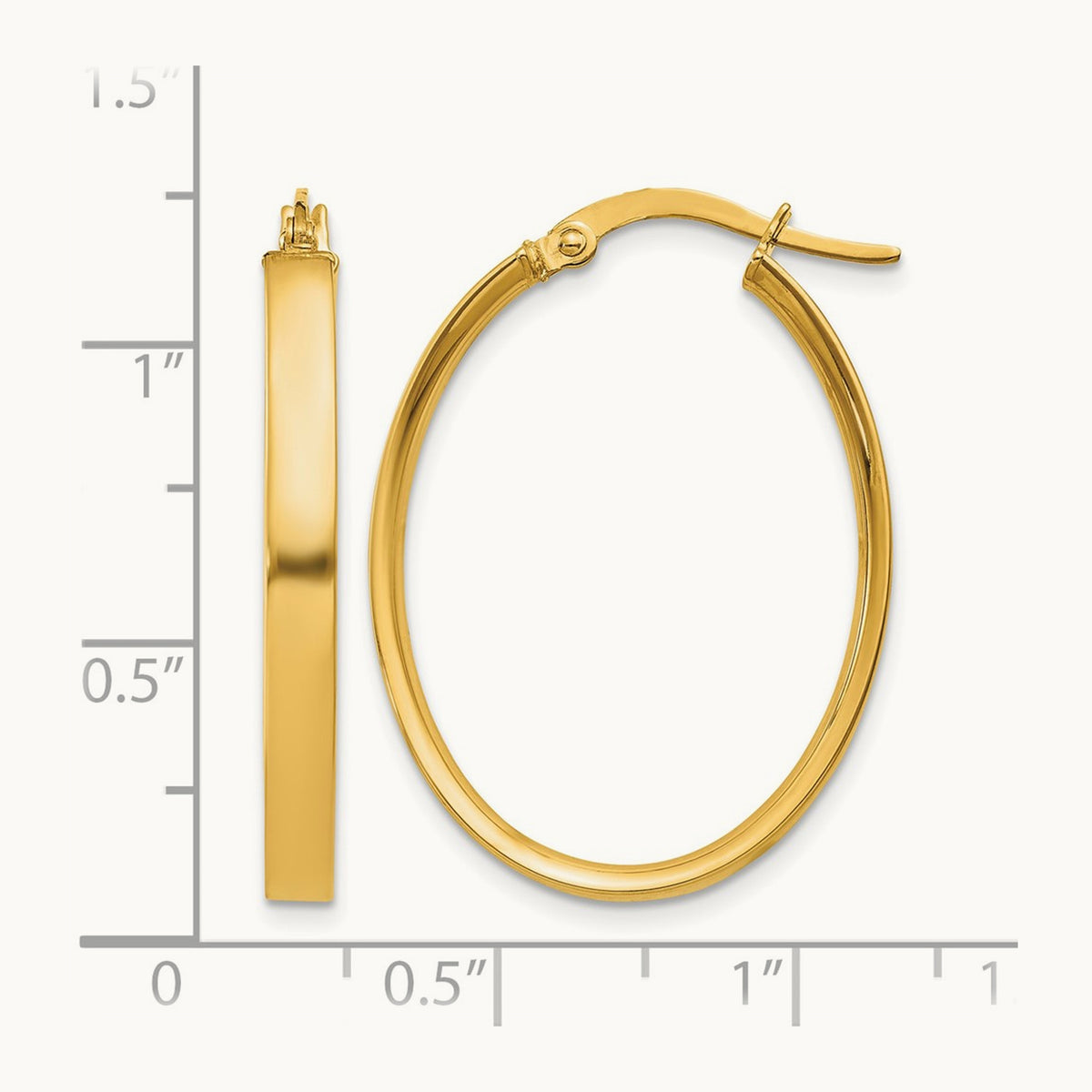 Oval Hoop Earrings — 14K Yellow Gold, 3mm