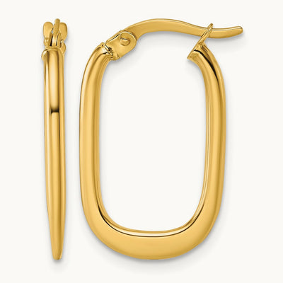 Polished Oval Hoop Earrings — 14K Yellow Gold