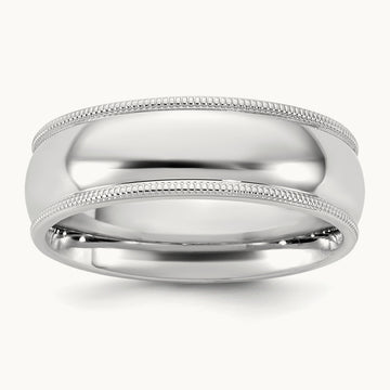 Milgrain Comfort Fit Band, 6.5mm, 10K White Gold